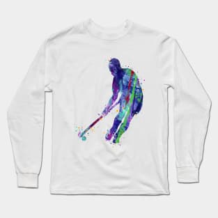 Field Hockey Player Watercolor Long Sleeve T-Shirt